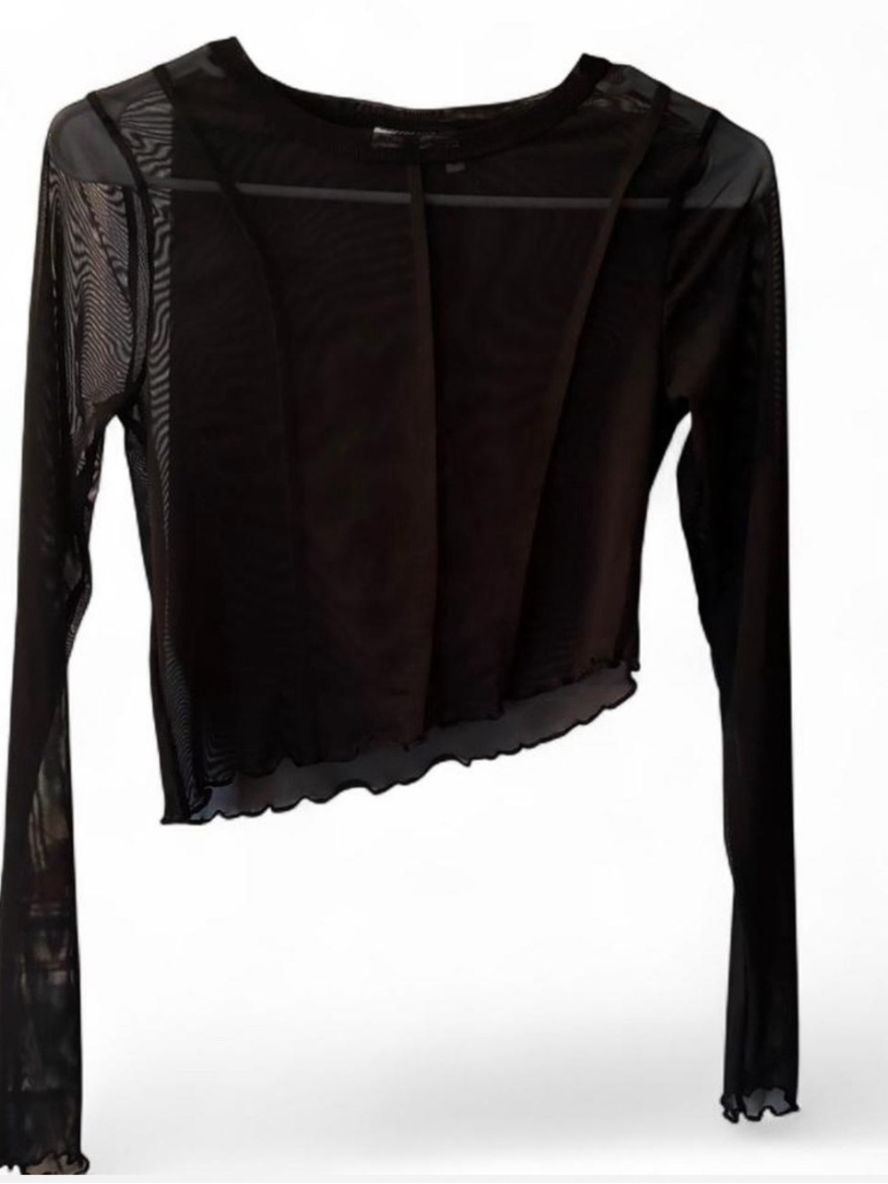 ASOS Black Sheer Long-Sleeve Crop Top